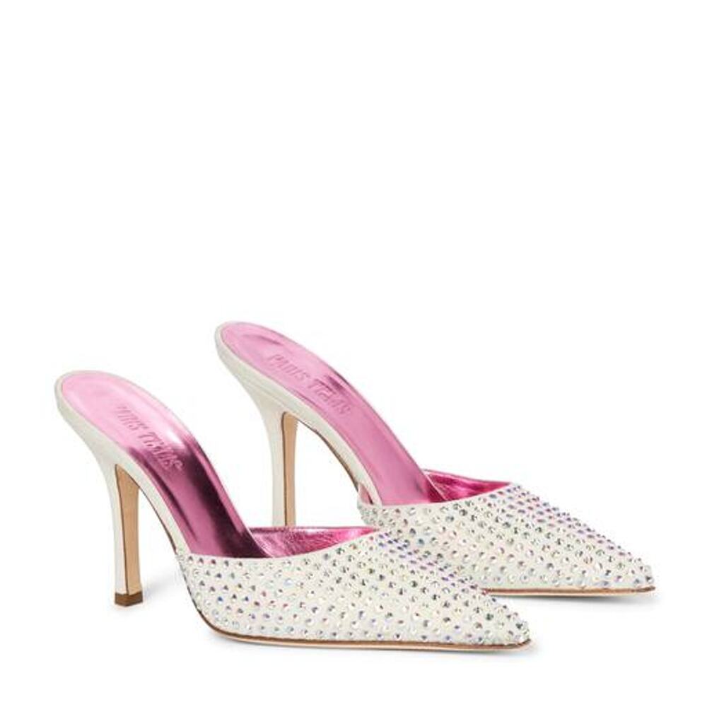 Mytheresa 'Paris Texas' Hollywood Embellished White Suede Mules Size 11
